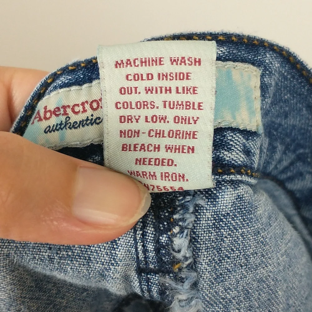 Vintage Abercrombie & Fitch Mini Skirt 2 Denim Blue Jean Cut Off Distressed Y2K